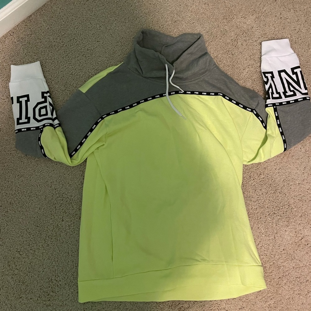 Pink lime green crewneck